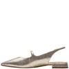 CLARKS WOMENS LOW HEEL SLING BACK SANDAL - CHAMPAGNE METALLIC